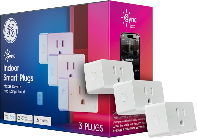 Cync Indoor Smart Plug, WiFi Outlet Socket, Voice Control Outlet, Matter Compatible, Compatible with Alexa and Google Home (3 Pack) - Image 1